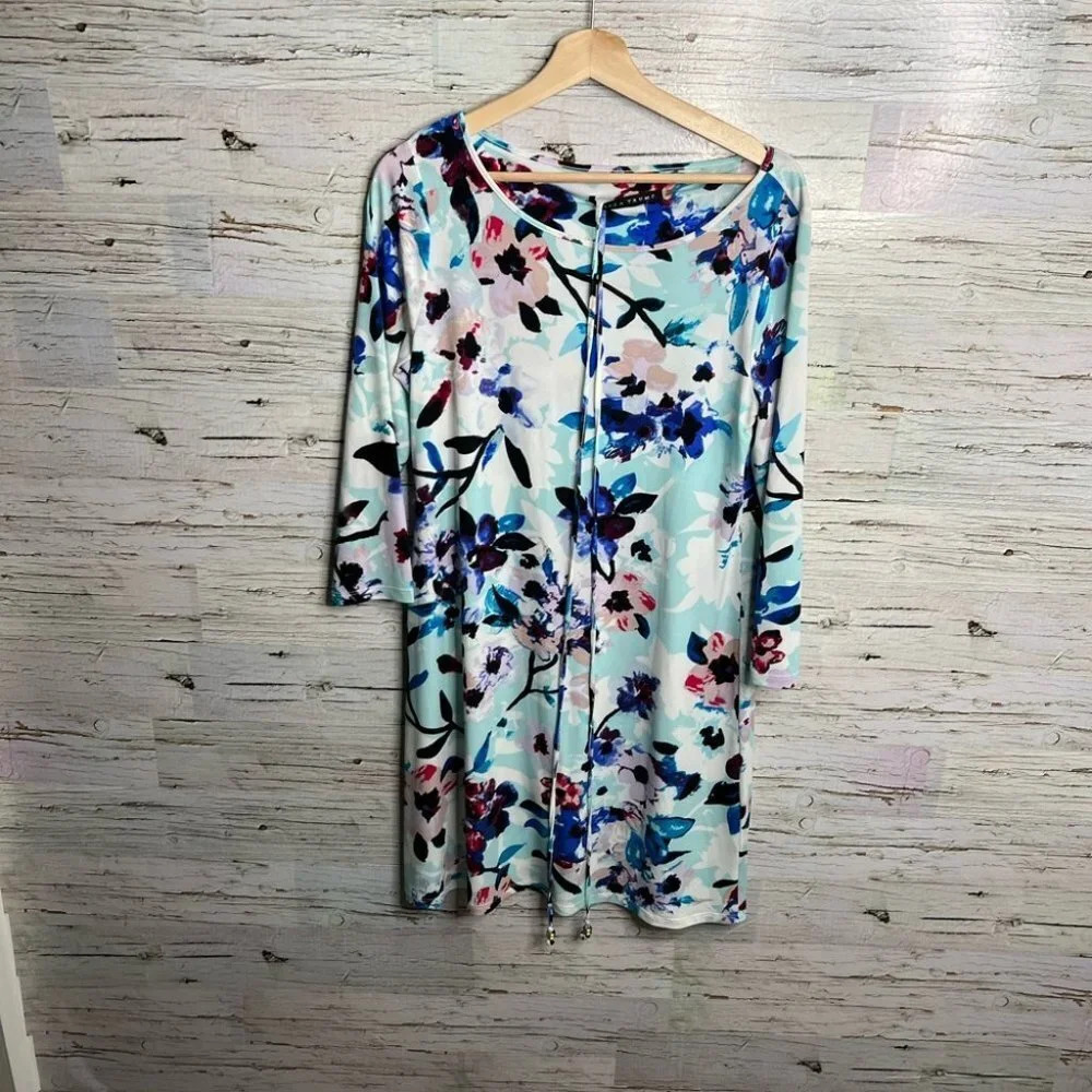 Ivanka trump blue dress midi size medium floral